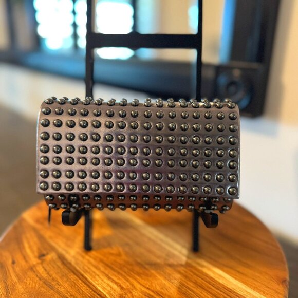 Studded Metallic Gray Clutch Purse NWT -  Edgy & Chic - Picture 1 of 7